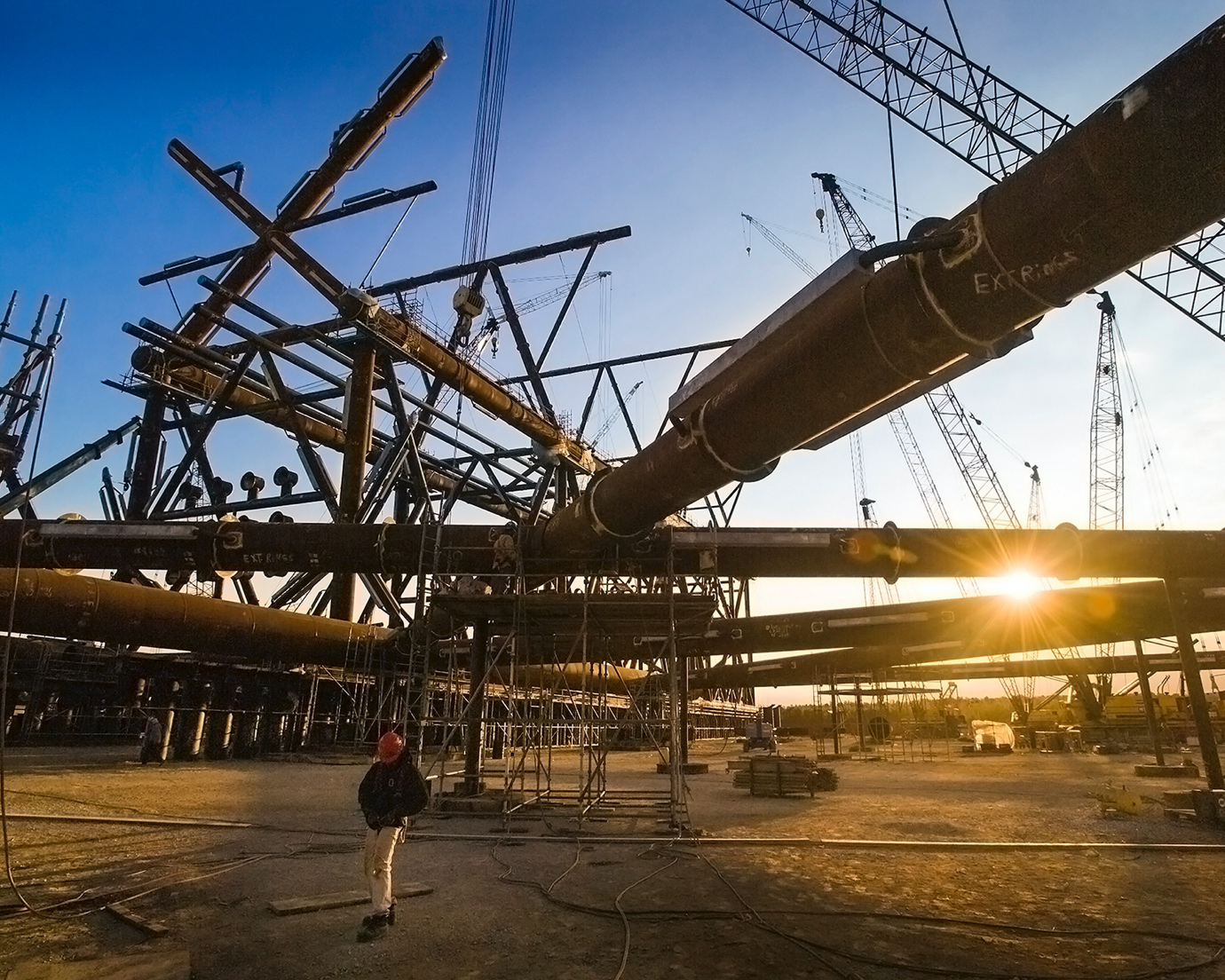 A person at an industrial construction project