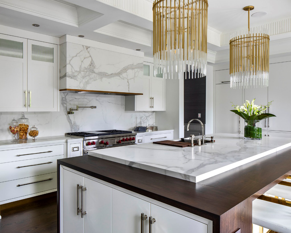 A large kitchen interior with modern fittings.
